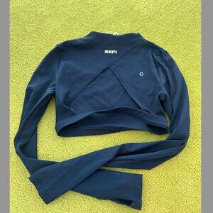 SEFI Navy Long Sleeve Crop Open Back atheltic top XS
